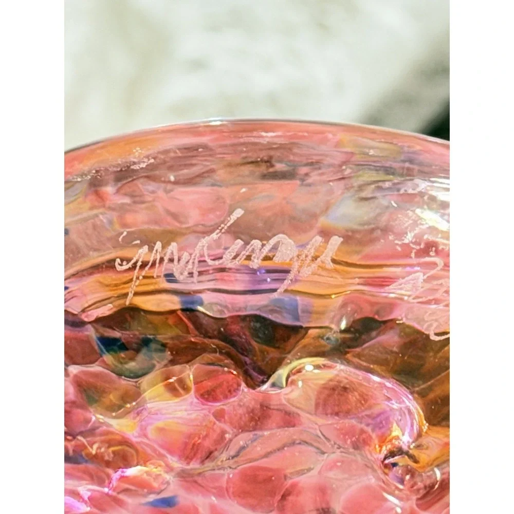 Beautiful Hand Blown Glass Bowl With Signature Dated 2003 6